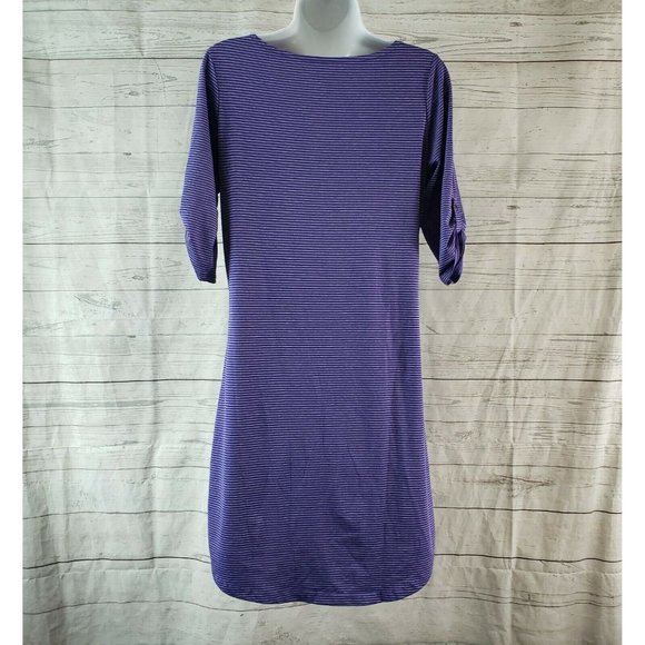 Soybu‎ Womens Dress Sz Medium Purple Striped Tabbed Sleeves - Picture 4 of 5
